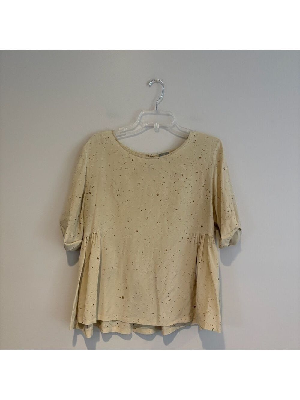 Hoss Intropia Elegant Beige Speckled 100% Silk Blouse